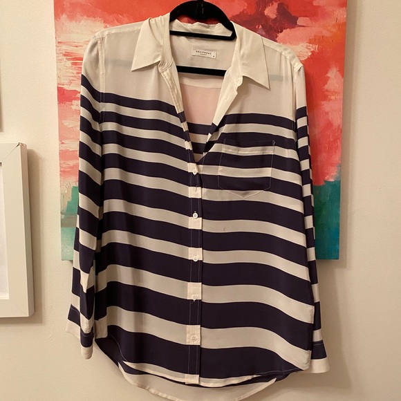 Equipment blue and white striped shirt M - Picture 1 of 4